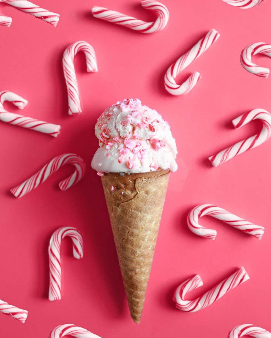 Guava Candy Cane Ice Cream Cone